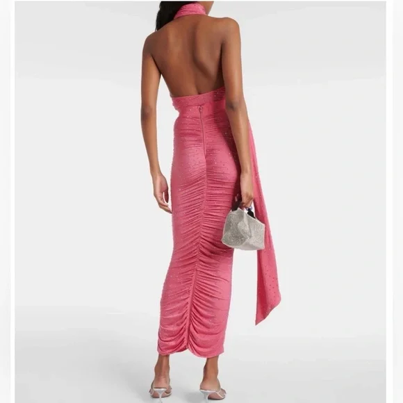 Alex Perry-rose, rauched, crystal jeweled jersey maxi skirt (only) -Size 8 USA - Picture 4 of 13